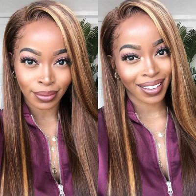 China Brazilian Colored Women's Wig 100% Remy Human Hair Wigs For Highlight Hd Body Wave Colored Hair Wigs for sale