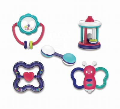 China Toy Eco-Friendly Baby Teeth Rattle Musical 5 Pcs Toys Kids Hanging Rattle Chewing Toy Set for sale