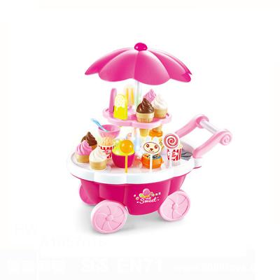 China LIGHT & MUSIC 39 PCS Carry-Over Ice Cream Cart Feature Role Play Game Pink Pretend Play Toys with Light and Music for sale