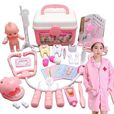 China Eco-Friendly Material Doctor Kit For Kids Realistic Dentist Medical Kit Toy Doctor Playset With Stethoscope And Coat, Pretend Dr. Play Dress Up Costume for sale