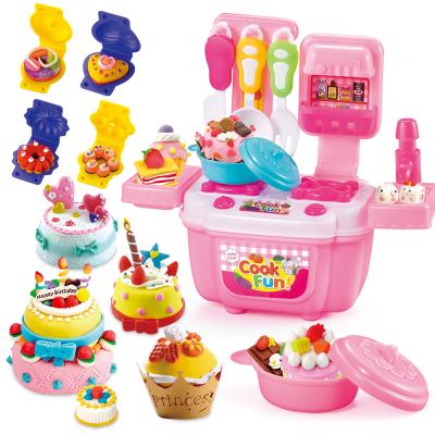 China DIY Manual Kid's Toys Simulation Kitchen Fun Dough Cooking Table 3D Color Clay Set for sale