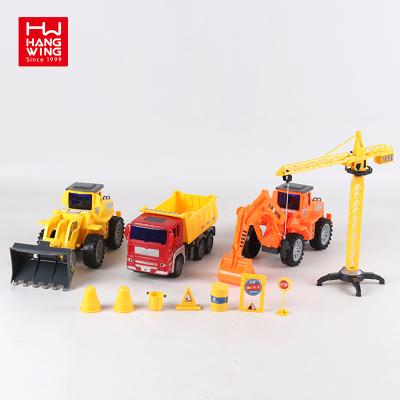 China Construction Truck 24CM Truck 3 Inertial Building Carts + Pylon + Road Sign Children's Preschool Toy for sale