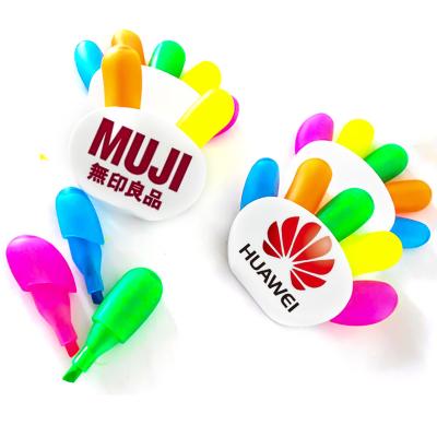 China Beautiful new arrival hot sale palm shape pastel color highlighter set with customer logo for sale