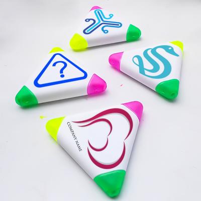 China Beautiful multi-functional triangular highlighter bar, 3 color highlighter bar marker to print logo for sale