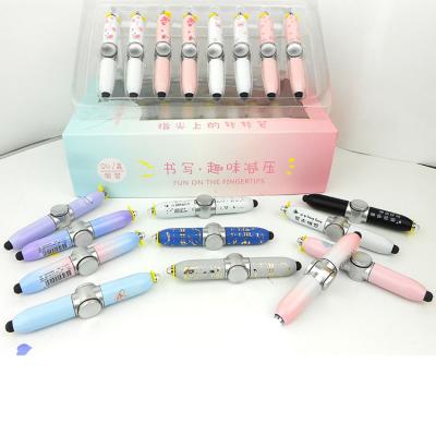 China FLASHING Hot Selling 4 in-1 Plastic Fingertip Gyro Compass Lamp Pen Touch Pen Advertising Ballpoint Pen Gyro Toy for sale