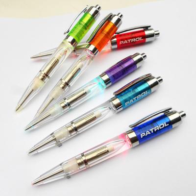 China Promotional LED Pen Colorful Luminous Pen Ballpoint Pen Instant Light Outer Part Rotating Light Stick for sale