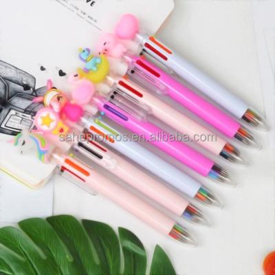 China Promotional Hot Sale Pen 6 in 1 Refills Color Cute Unicorn Cartoon Gel Pen Unicorn Pens for Kids PVC Flamingo Gift Animal Pen for sale