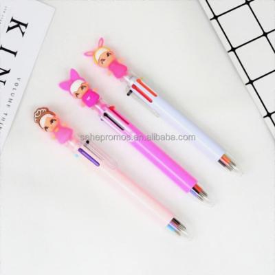 China Promotional Hot Sale Pen 6 in 1 Refills Color Rabbit Girl Cartoon Gel Pen PVC Unicorn Pens For Kids Cute Flamingo Animal Gift Pen for sale