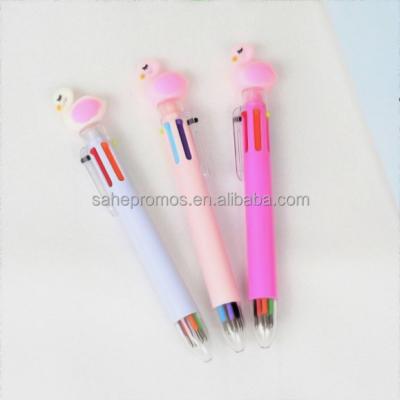 China Promotional Hot Sale Pen 6 in 1 Refills Color Flamingo Cartoon Animal Gel Pen Unicorn Pens For Kids Cute PVC Unicorn Gift Pen for sale