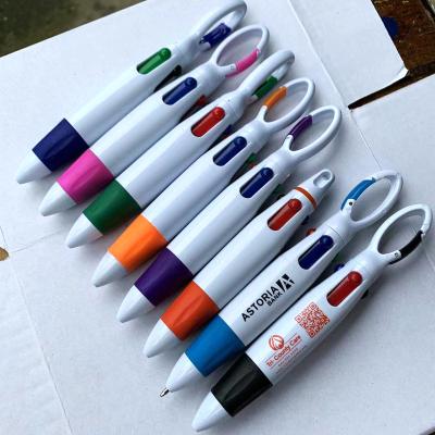 China Promotional pen 4 color ballpoint pen with buckle mountaineering pen 4 color ink advertising gifts school office supplies vape pen for sale