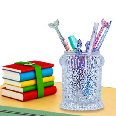 China Fashion\Diamond Desk Organizer Comfortable\Durable Acrylic Pen Stand Round Pen Holder Pencil Storage Container for Home Office Supplies for sale