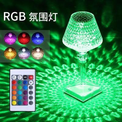 China Diamond Table Lamps Bar Light Italian Decor Post Modern Battery Desk Lamp USB Light Fixture Acrylic Chargeable Crystal Modern LED Table Lamp for sale