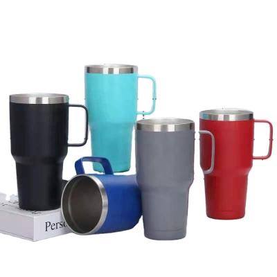 China Wholesale Custom Disposable Stainless Steel 20\30oz Travel Double Walled Vacuum Insulated Coffee Mug Color Pattern Logo With Straw Handle for sale