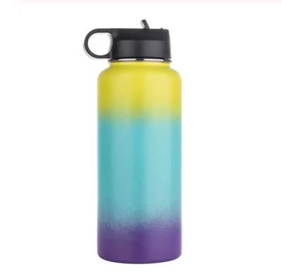 China Wholesale OEM Business Stainless Steel Gradient Color Outdoor Sports Kettle Reusable Portable Vacuum Insulated Flask With Leakprood Lid for sale