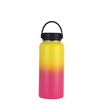 China Wholesale 32oz Sustainable Double Wall Stainless Steel Thermos Sports Water Bottle Training Vacuum Flask With Plastic Rope for sale