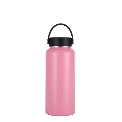 China Wholesale 32oz OEM ODM Training Vacuum Flask Double Wall Stainless Steel Thumbler Sustainable Cheap Sports Water Bottle With Plastic Rope for sale