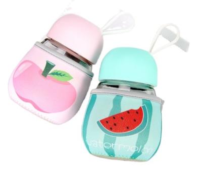 China Sustainable Glass Water Bottle With Bottle Cover, Cute Cup, Wide Mouth, Portable And Travel Friendly for sale