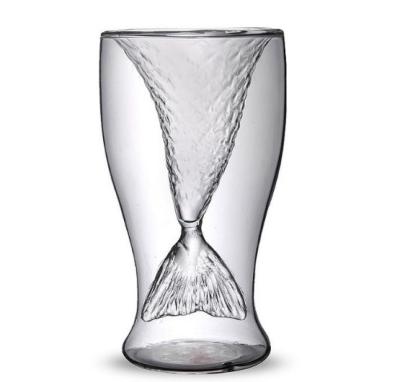 China Mermaid Tail Novelty High Borosilicate Glass Double Wall Mug Beer Wine Cup Cocktail Glasses for sale