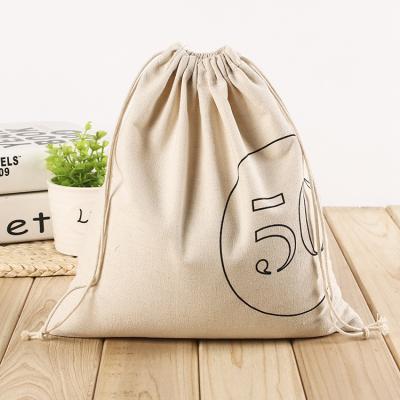 China Business Pattern Storage Cotton Twine Canister Canvas Bag Waterproof Drawstring With LOGO Printing for sale