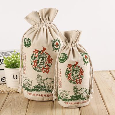 China Factory Canvas Initial Circle Tote Drawstring Cotton Bag Waterproof Dustproof Twine for sale