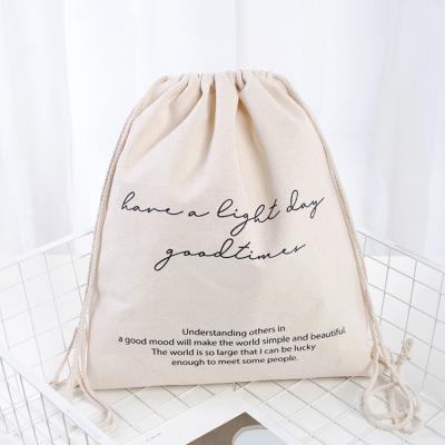 China Waterproof White Custom Shoe Tote Canvas Bean Packaging Cotton Muslin Nylon Drawstring Bag for sale