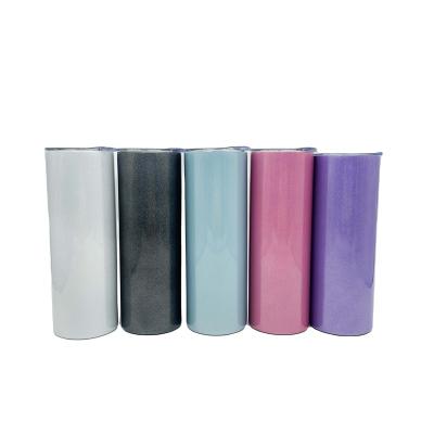 China Viable Wholesale US Warehouse Stocked Bulk 20oz Sublimation Shimmer Glitter Light Tumbler Cups With Slip Lid And Straw for sale