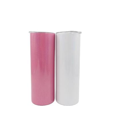 China Viable 20 oz Straight White Double Wall Insulated Blank Sublimation Glitter With Straw Stainless Steel Tumbler USA Warehouse for sale