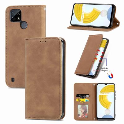 China Luxury Leather Folio Flip Wallet Mobile Phone Case Anti-fall Magnetic Closure PU For Realme C21 C21Y Cover for sale