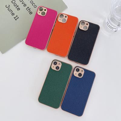 China Luxury Anti-fall design Plating Protect Phone Back Cover For iPhone 11 12 13 Mini Pro Max Leather Case for sale