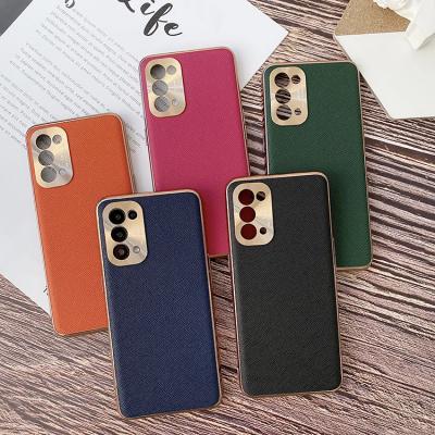 China Cheap Price Anti-fall Leather Electroplate Protect Phone Back Cover For OPPO Reno5 Pro Case for sale