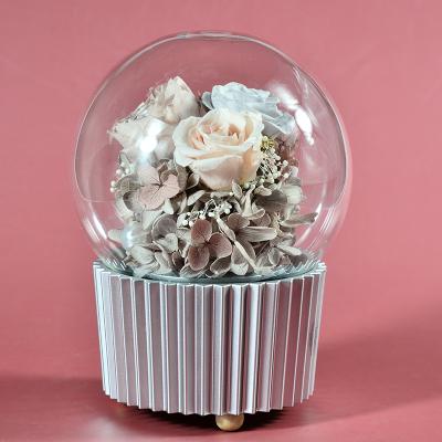 China Handmade Wholesale Preserved Flower Rose Music Box Rose For Indoor Christmas Gift Decoration for sale