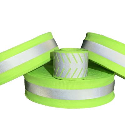 China Untearable Stock Fluorescent Yellow Reflective Tape With Reflective Heat Transfer Film Woven Reflective Tape for sale