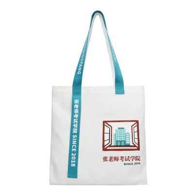 China Folding High Quality Custom Design With Logo Reusable Cotton Canvas Shopping Tote Bag For College for sale