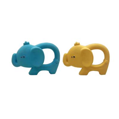 China Toy Wholesale Eco Friendly Sensory Soft Natural Rubber Teether Toys Elephant Shape Baby Teether Ring for sale