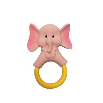 China Eco-Friendly Elephant Shape Rubber Tree Chew Latex Teether Toy Ring For Baby for sale