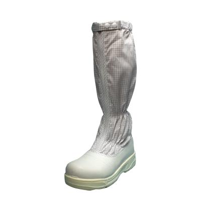 China Anti Static White Cleanroom Working Esd Shoes Anti Static With 5mm Grid Polyester Fabric Cleanroom ESD Safety Boots for sale