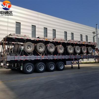 China Truck Trailer JT Brand Container Flat Bed Trailer 3 5 Axles 20ft 40ft Flat Bed Semi Trailer Truck 45ft Trailers In Tanzania for sale