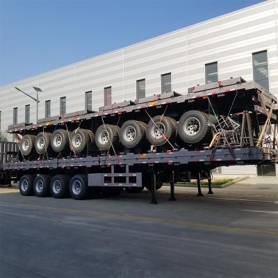 China Truck trailer shipping 40 feet flat bed trailer 2 haul container 3 axle flat bed semi trailer price for sale