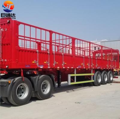 China Truck Trailer JT Brand Cheap Transport Barrier Semi Side Warehouse Tractor Trailer For Sale Square Animal Transport Barrier Semi Trailer for sale