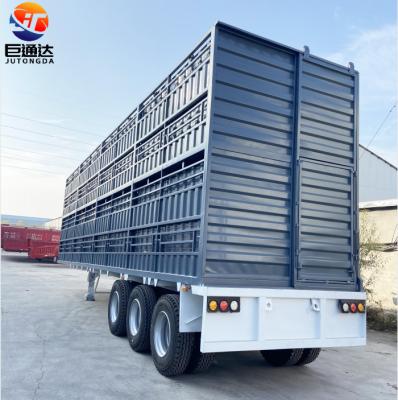 China Truck Trailer JT Brand 3 Axle Livestock Semi Trailer Animal Transport Loading Stake Barrier Cargo Trailer for sale