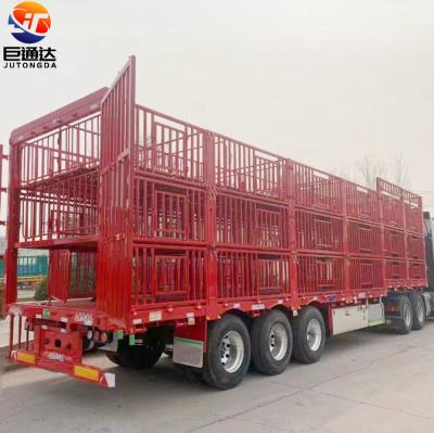 China JT Brand Livestock Trailer Animal Transport Cattle Truck Trailer Fence Semi Trailer Cattle Carrier Truck With 3 Axles Semi Fence Cargo Trai for sale