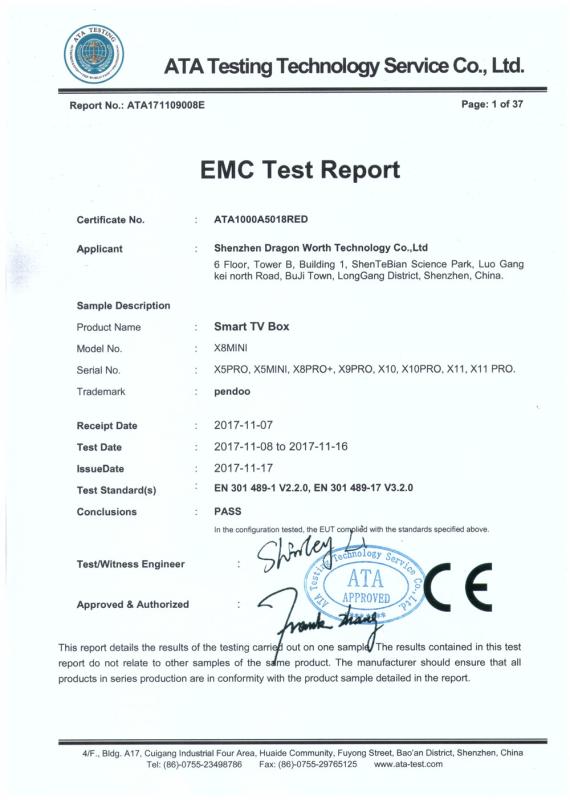 EMC - Shenzhen Dragonworth Technology Co.,ltd.