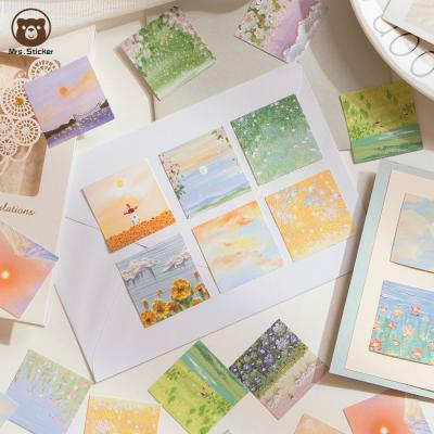 China Aesthetic Planner Mini Box Journals Hand Account Decorative Scrapbooking Stickers Decals DIY Gift Box Stickers Landscape Seal Stickers 46pcs/box for sale