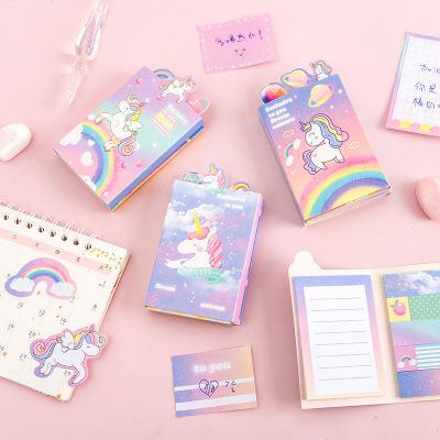 China Self Adhesive Animal Unicorn Sticky Notes Kids Learn Rainbow Korean Note Tools Kawaii Sticky Note for sale