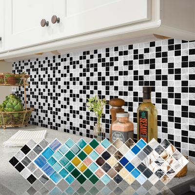 China Waterproof+ECO-Friendly 15pcs/set New Adhesive Crystal Mosaic Wallpaper 3d Wall Tile Sticker For Kitchen Decoration for sale