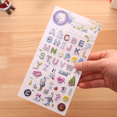 China Multifunctional Bubble Sticker Custom Waterproof DIY Teacher Reward 3d Glitter Letter Puffy Alphabet Sticker For Kids for sale