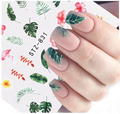 China Custom Adesivi personalizzati hotsale watermark green leaf rose factory art nail sticker water decal for girl diy for sale