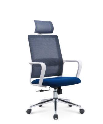 China (Height)Adjustable Office Solution Fabric Mesh Chair Modern Swivel Chair With Headrest White Office Chair for sale