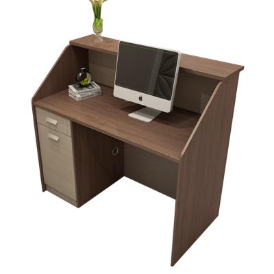 China Simple Design Solid Wood Walnut Wooden Reception Desk Counter Modern Reception Table Reception Desks for sale