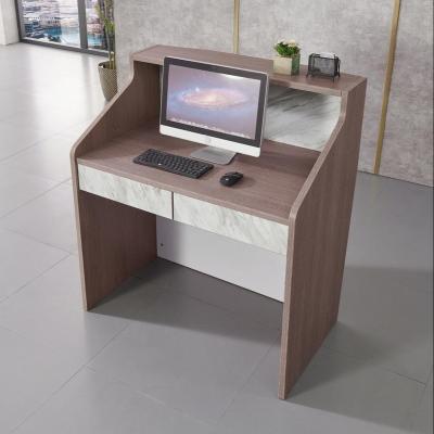 China Modern Luxury Panel Design Walnut Solid Wood Office Reception Table Counter Top Receptions for sale